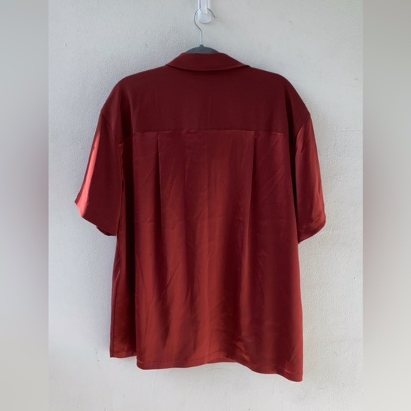 CO Collection Bordeaux Satin Chiffon Button-Up Blouse Neiman Marcus XXL NWT - Picture 3 of 7
